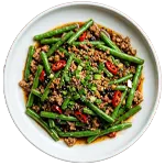 Dau que xao thit bam